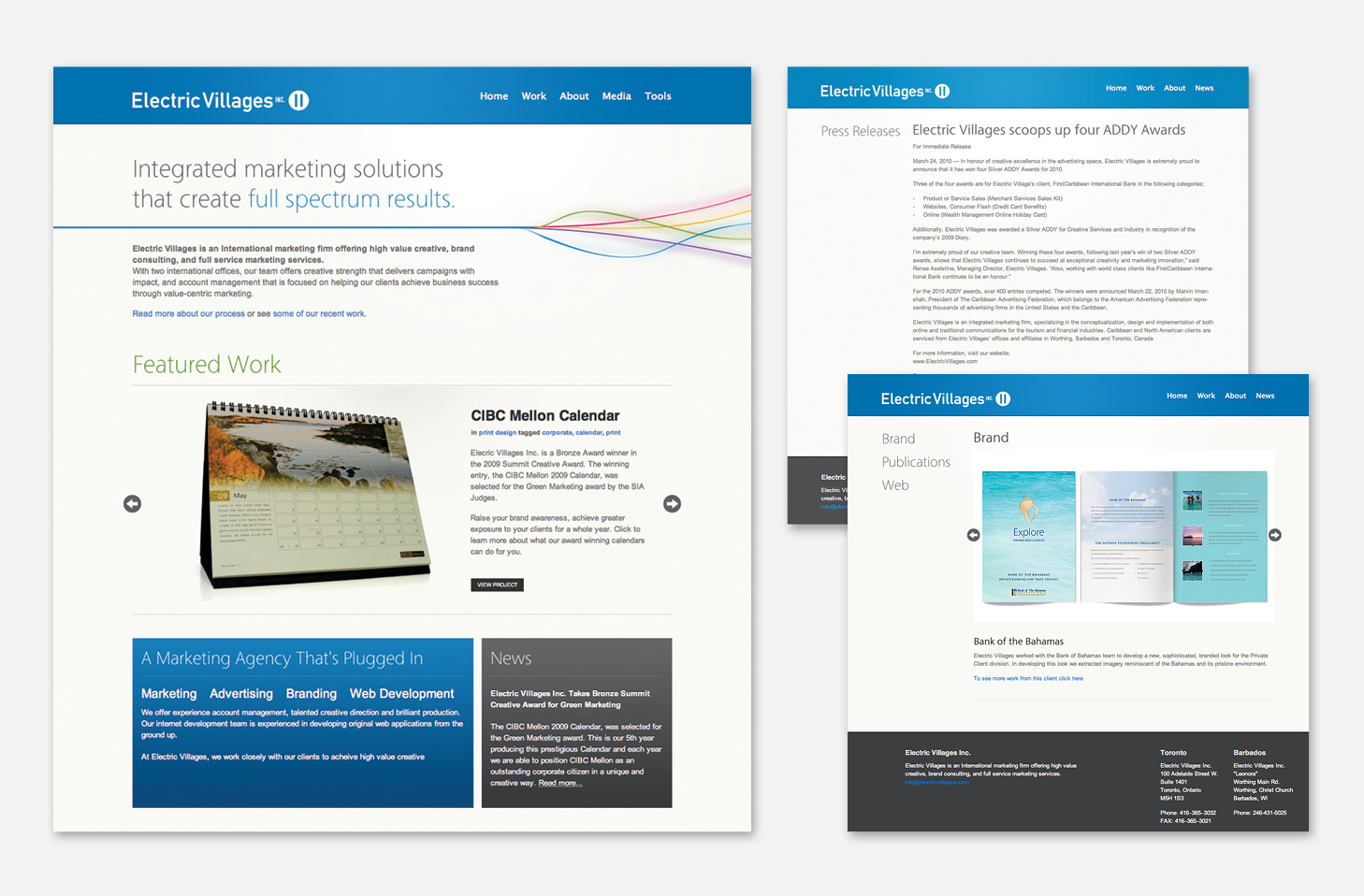 Electric Villages webpage design overview.