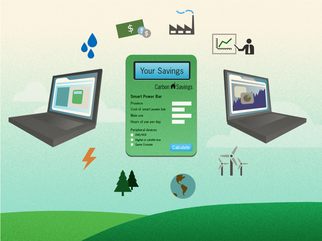 Carbon savings calculator illustration.